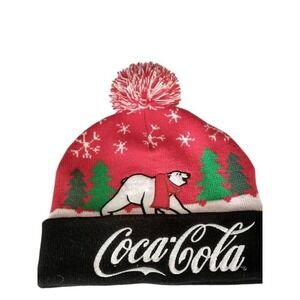 Coca cola hat trees and stars red black and white
